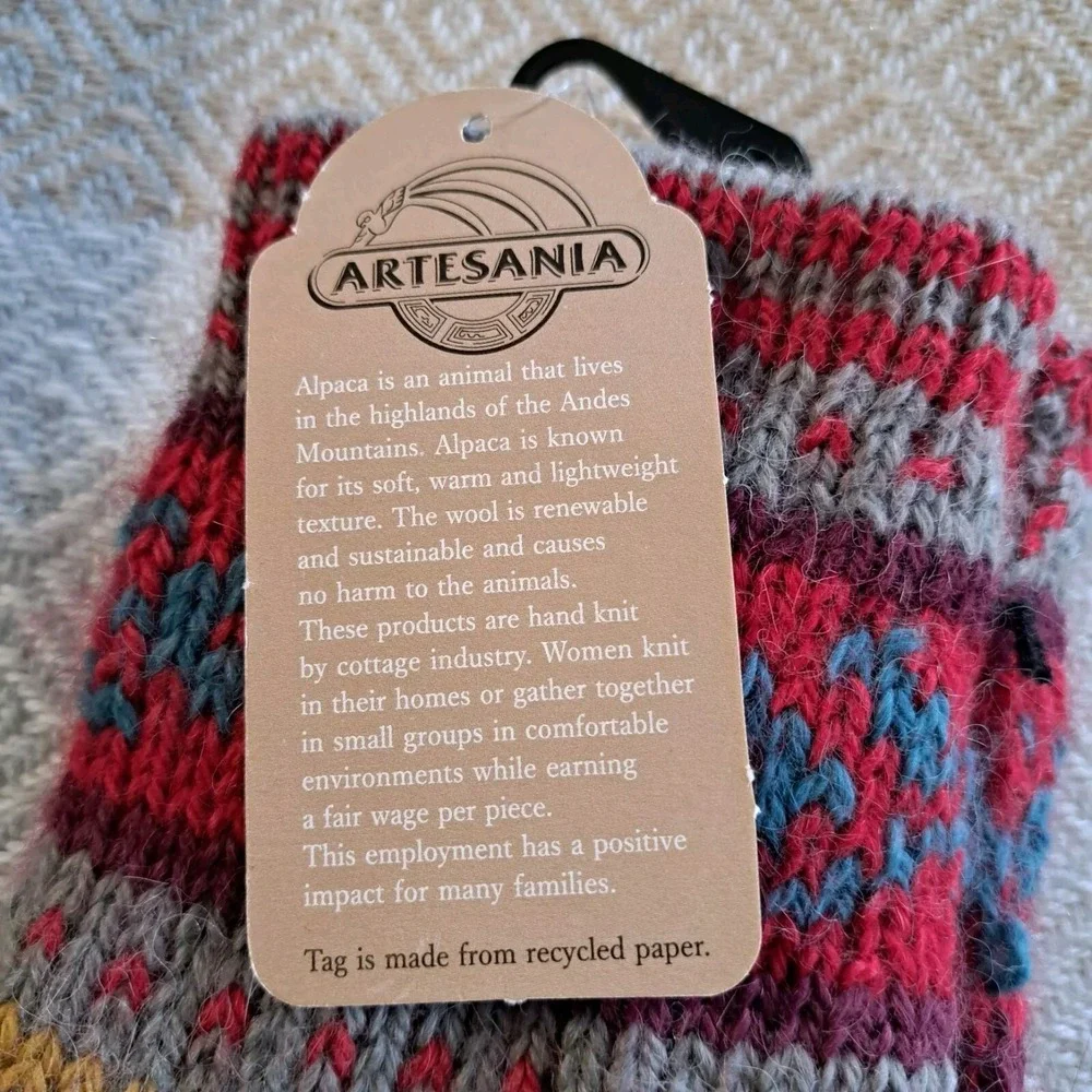 Alpaca Fingerless Gloves Fleece Lined Colorful Red Grey Grn Blue Maroon Onesized